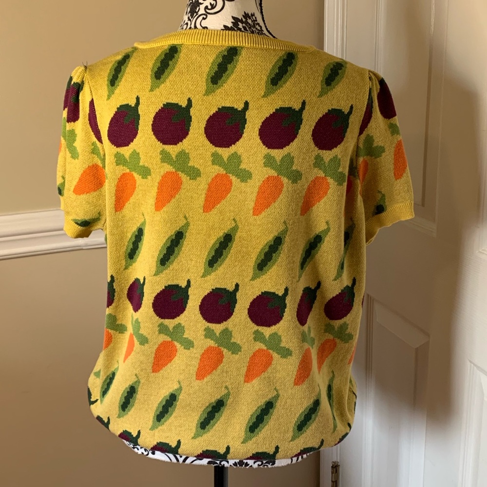 ModCloth Yellow Short-Sleeve Vegetable Pattern Sweater - Picture 6 of 11